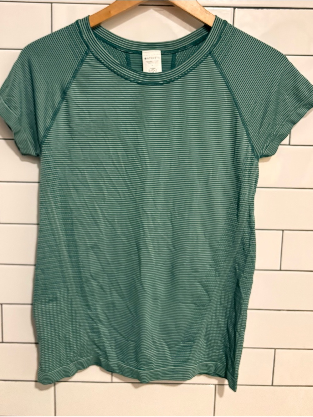 Athleta Momentum Flex Tee Alpine Mini Stripe M - Picture 2 of 6